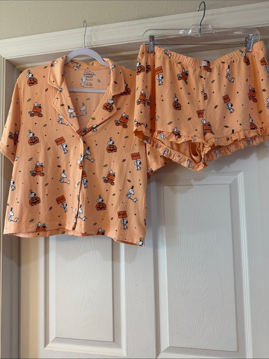 Peanuts Other - American Eagle Luxe Peanuts Orange Halloween Snoopy Pajama Set Sz M.  Box56